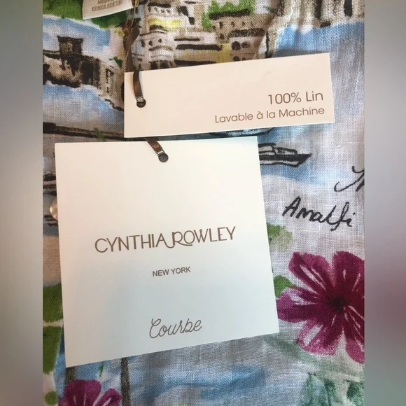 Cynthia Rowley women’s 100% linen button front floral  print blouse size… - Picture 5 of 8